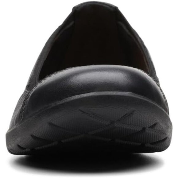 Clarks Womens Black Leather Closed Pointed Toe Meadow Opal Ballet Flat Shoes - Picture 4 of 9